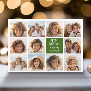 11 Photo Collage - Merry Christmas Retro Stripes Holiday Card