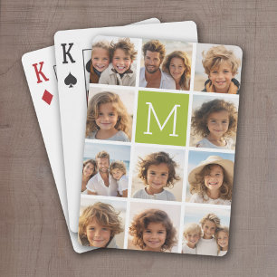 11 Photo Collage - Minimal Grid with Text Playing Cards