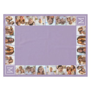 11 Photo Collage - Minimal Grid with Text Tablecloth