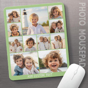11 Photo Collage Modern Minimal Green Mouse Mat