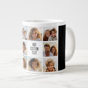 11 Photo Collage - Modern Minimal White and Black Large Coffee Mug