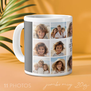 11 Photo Collage - Modern Minimal White and Black Large Coffee Mug