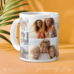 11 Photo Collage - Modern, Minimal White Large Coffee Mug
