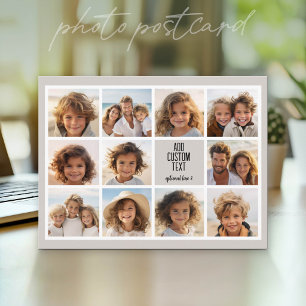 11 Photo Collage - Modern Minimal White on Taupe Postcard