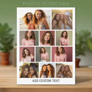 11 Photo Collage Modern Minimal White Postcard