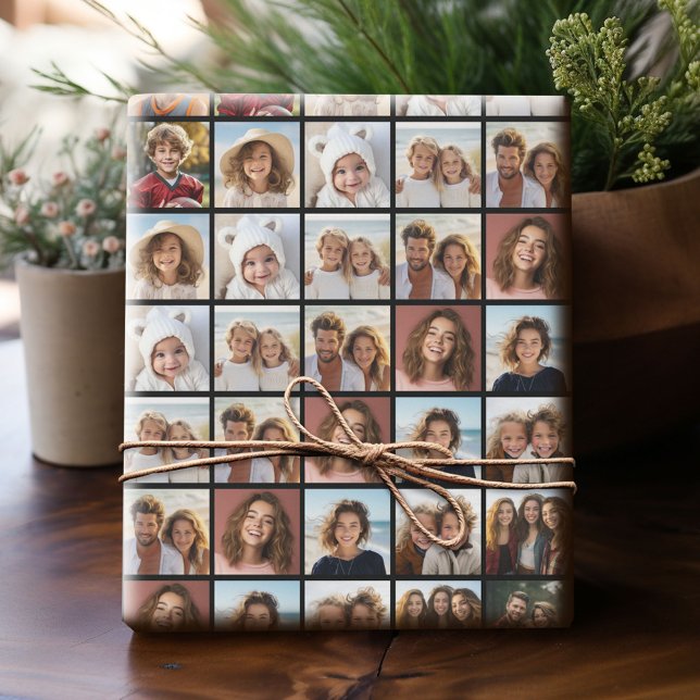 11 Photo Collage Pattern - Custom Grid Wrapping Paper (Custom Photo Wrapping Paper)