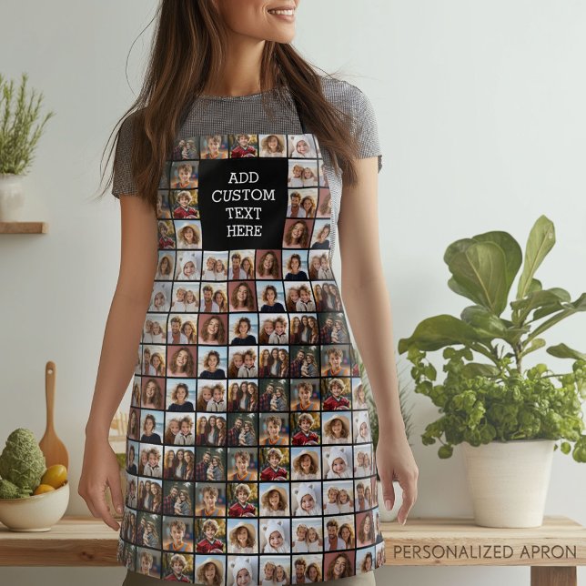 11 Photo Collage Pattern - Custom Monogram Apron (Personalized Apron)