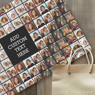 11 Photo Collage Pattern - Custom Monogram Tissue Paper