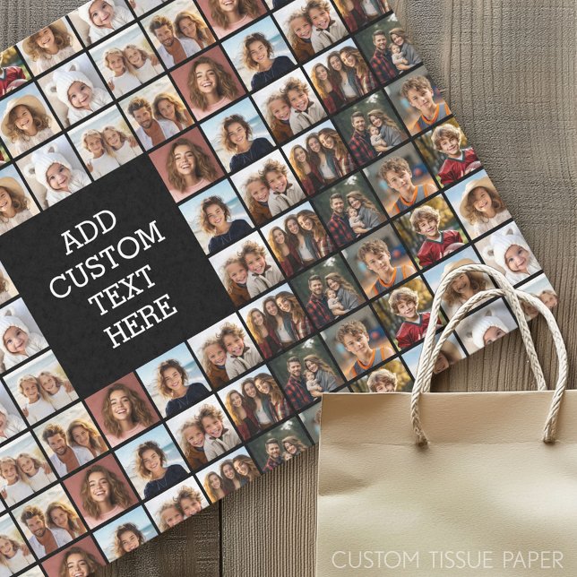 11 Photo Collage Pattern - Custom Monogram Tissue Paper (Custom Tissue Paper)