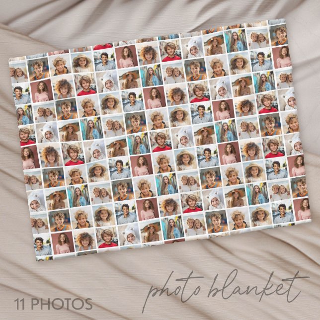 11 Photo Collage - Random Pattern Squares Fleece Blanket (Custom Photo Blanket with Lots of Photos)