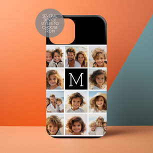 11 Photo Grid Collage with Monogram iPhone 15 Case