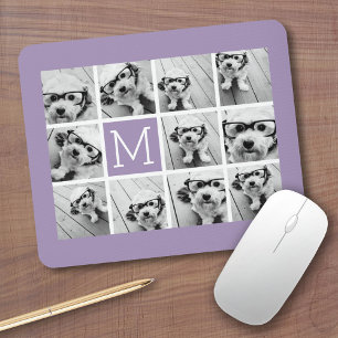 11 Photo Grid Collage with Monogram Mouse Mat