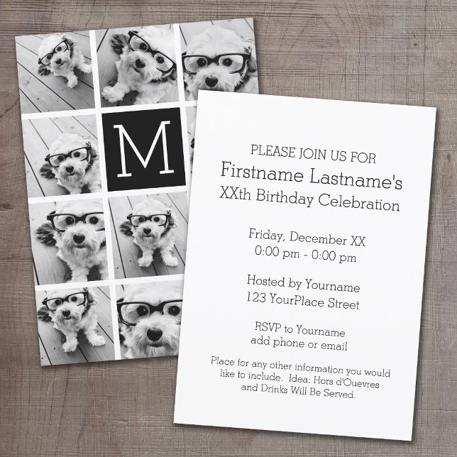 11 Photo Instagram Collage Birthday Party Invitation (Photo Collage Birthday Party Invitation)