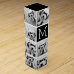 11 Photo Instagram Collage Custom Black Monogram Wine Box<br><div class="desc">Black and White - Use up to 11 square photos to create a unique and personal gift. Or you can keep the hipster puppy and make a trendy keepsake. If you need to adjust the pictures,  click on the customise tool to make changes.</div>