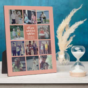 11 Photo Instagram Collage - Custom Text Coral Plaque
