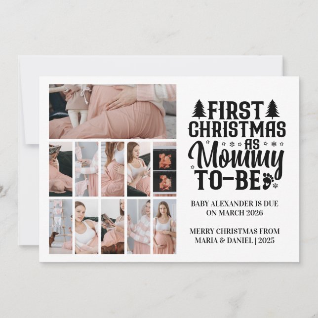 11 Photo Mummy to be Christmas Pregnancy  Holiday Card (Front)