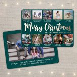 11 Photo Teal Green Merry Christmas Modern Collage Foil Holiday Card<br><div class="desc">Send stylish joyful greetings and share 11 of your favourite pictures with a custom photo collage teal and rose gold foil holiday card. All text on this template is simple to personalise to include any wording, such as Merry Christmas, Happy Holidays, Seasons Greetings, New Year Cheers etc. (IMAGE PLACEMENT TIP:...</div>