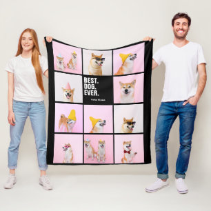 11 photos collage personalised Best Dog Ever Fleece Blanket
