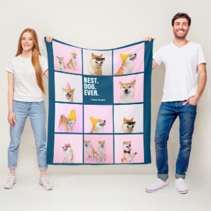 11 photos collage personalised Best Dog Ever Fleece Blanket