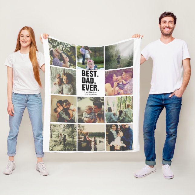 11 photos collage personalised Fathers Day Fleece Blanket (In Situ)