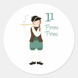 11 Pipers Piping Classic Round Sticker