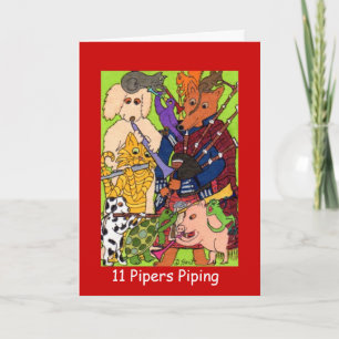 11 Pipers Piping Holiday Card