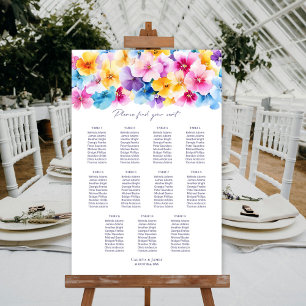11 Table Colourful Floral Wedding Seating Chart