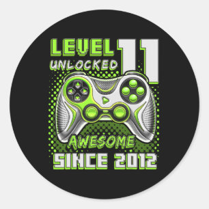 11 Unlocked Awesome 2012 Video Game 11th Birthday Classic Round Sticker