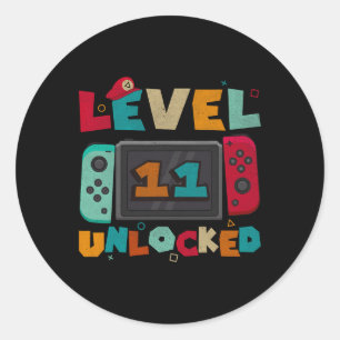 11 Unlocked Gaming Birthday Boys 11th Birthday Gam Classic Round Sticker
