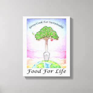 11"x14" CANVAS PRINT - GROW, COOK, EAT SUSTAINABLE