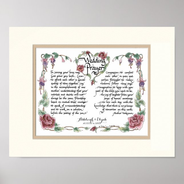 11 x 14 Wedding Prayer, Anniversary Calligraphy Poster (Front)