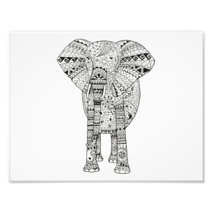 11 x 8.5 Unique Hand Illustrated Elephant Art Photo Print
