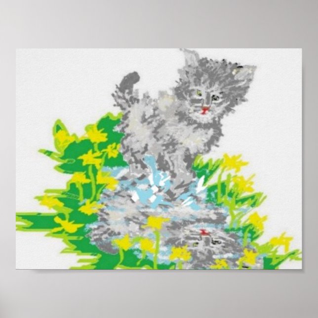11" x 8.5", Value Poster Paper (Matte) Kitten (Front)