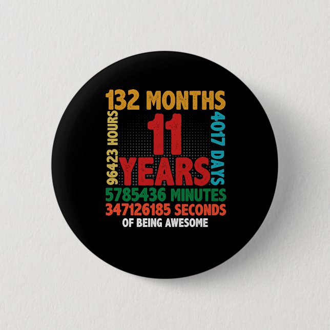 11 Year Of Being Awesome 11th Birthday Gift 6 Cm Round Badge (Front)