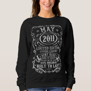 11 Year Old 11th Birthday Vintage May 2011 1 Sweatshirt
