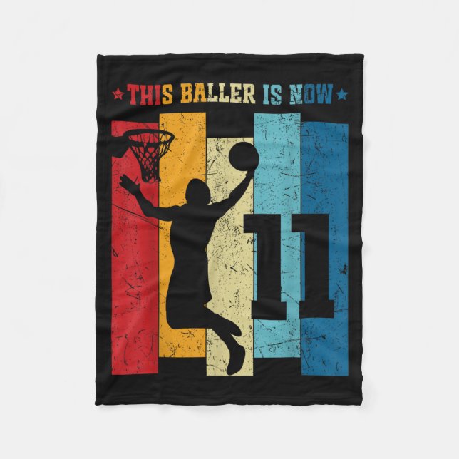 11 Year Old Basball 11th Birthday Boy Basball Fleece Blanket (Front)