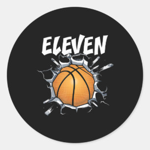 11 Year Old Basketball Birthday Party 11th Boy Classic Round Sticker