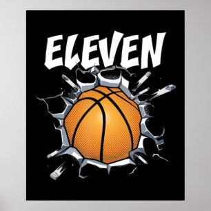 11 Year Old Basketball Birthday Party 11th Boy Poster