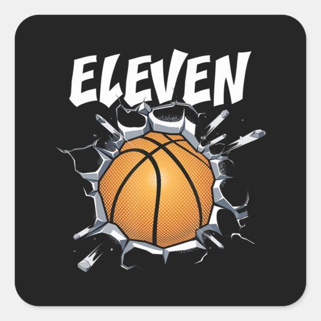 11 Year Old Basketball Birthday Party 11th Boy Square Sticker (Front)