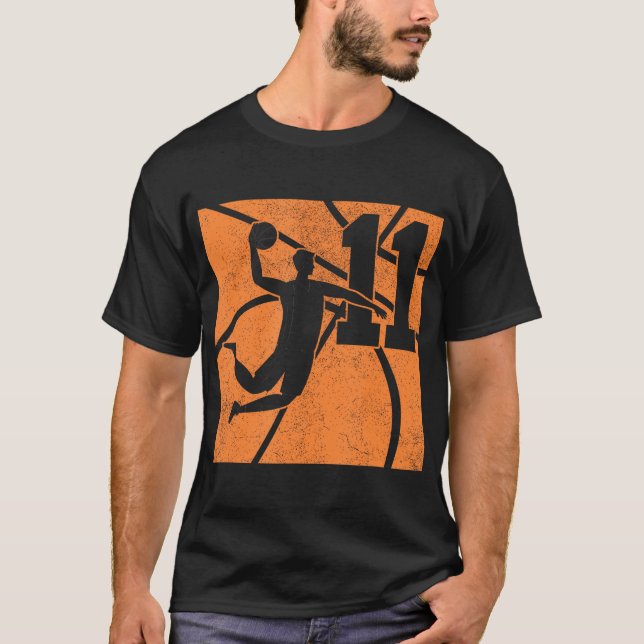 11 Year Old Basketball Dunk 11Th Birthday Party Th T-Shirt (Front)