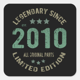 11 Year Old Bday 2010 Legend Since 11th Birthday Square Sticker