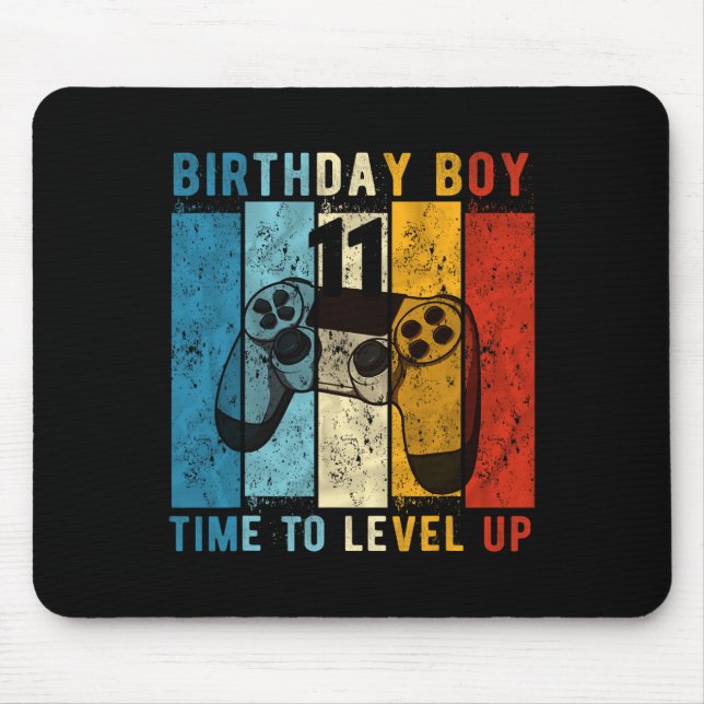 11 Year Old Birthday Boy 11 Time To Level Up 11th  Mouse Mat (Front)