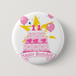 11 Year Old Birthday Cake 6 Cm Round Badge