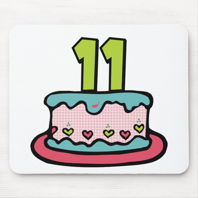 11 Year Old Birthday Cake Mouse Mat (Front)