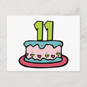 11 Year Old Birthday Cake Postcard