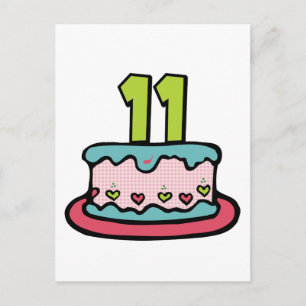 11 Year Old Birthday Cake Postcard