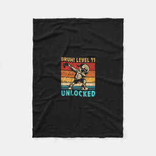11 Year Old Birthday Dabbing Boy Bruh 11th Level U Fleece Blanket