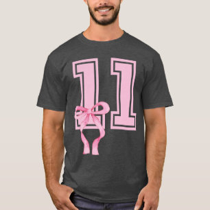 11 Year Old Birthday Girl Coquette Pink Bow Aesthe T-Shirt