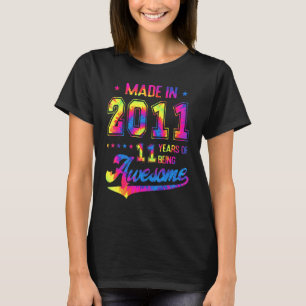 11 Year Old Born In 2011 Tie Dye 11th Birthday Aw T-Shirt