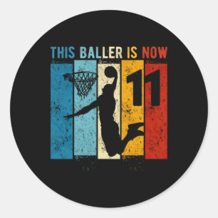 11 Year Old Bysketbyll 11th Birthday Boy Classic Round Sticker